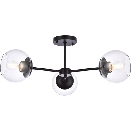 Living District Briggs 26 Inch Flush Mount In Black With Clear Shade LD648F26BK